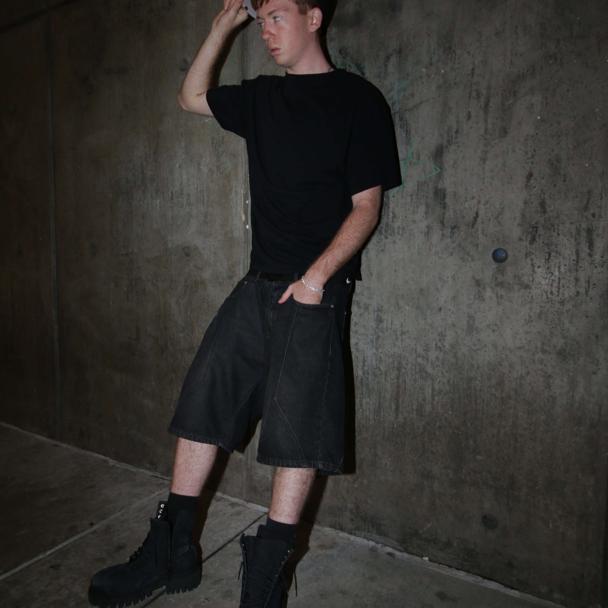 "Arched" Baggy Denim Shorts
