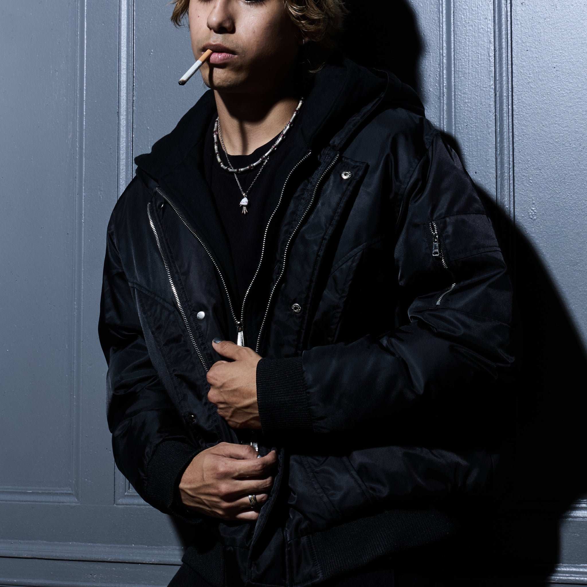 Pierced Bomber Jacket